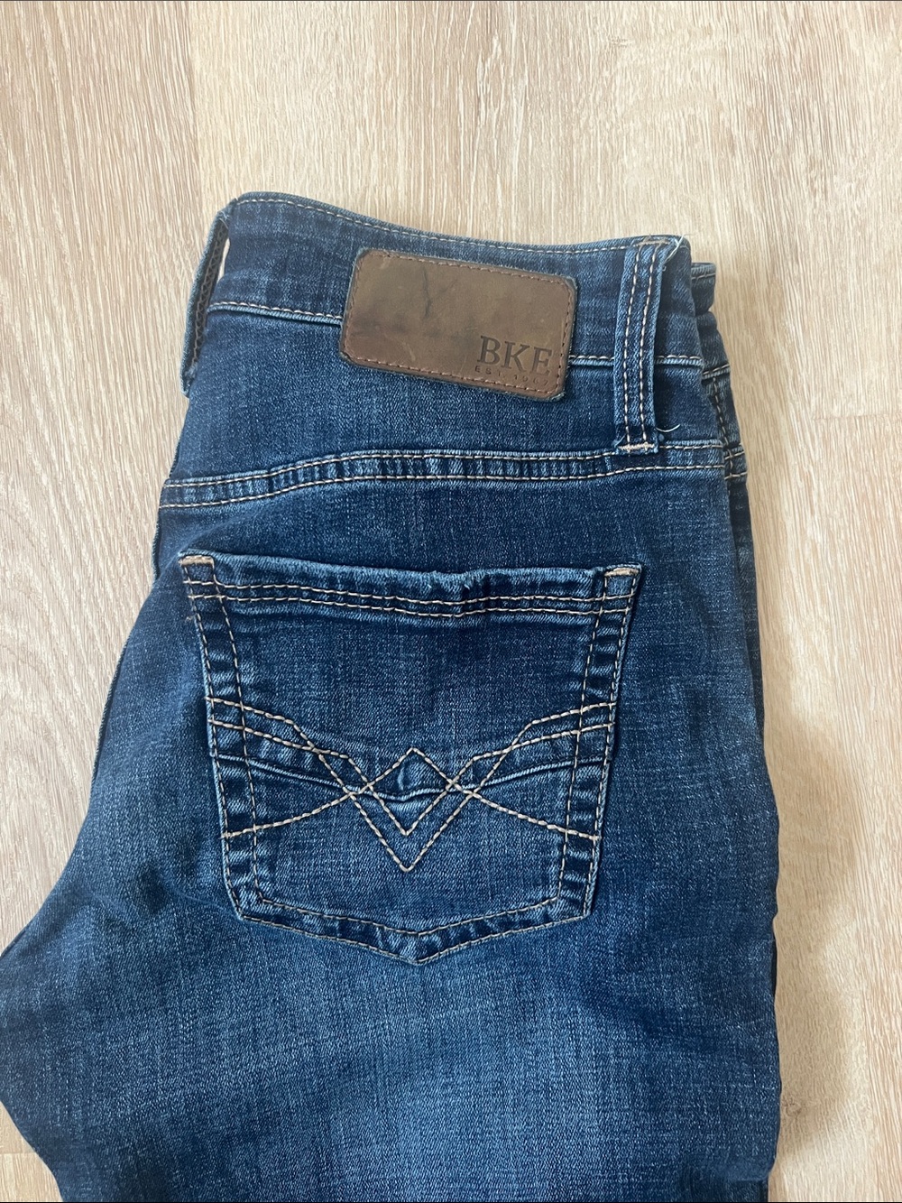 BKE Men’s Slim Straight Jeans in Dark Indigo with Contrast Stitching